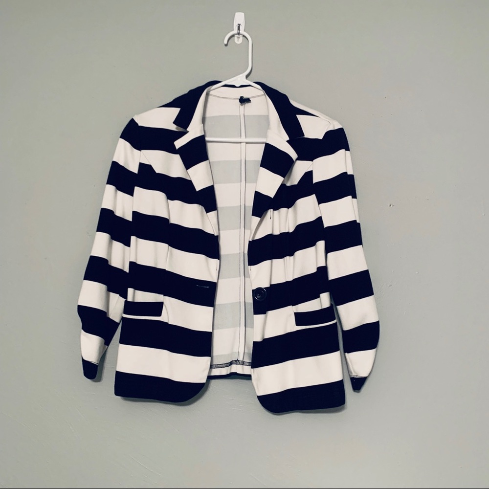 Black and White Stripe Fitted Blazer